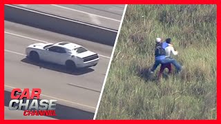 Police Chase Dodge Hellcat Outruns Chopper almost escapes in cow pasture  Car Chase Channel [upl. by Bettzel44]