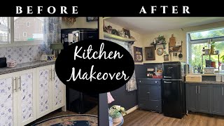 Before After Kitchen Makeover Unfitted Cottage Kitchen cottagecore vintagehome thriftedhome [upl. by Zetneuq]