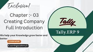 Creating CompanyChapter 03Tally Course English LanguageTally CourseLearning academy 2O [upl. by Pedaiah873]