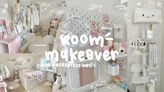 aesthetic room makeover 🎧🛒 ikea  aliexpress haul business launch building herman miller shelf [upl. by Yenhoj]