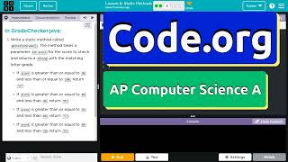 Codeorg Lesson 63 Static Methods  Tutorial with Answers  Unit 4 Computer Science A [upl. by Anomas]