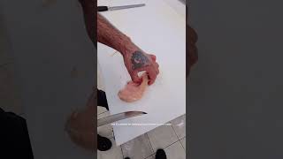 How to Cut Chicken Breast Reverse Butterfly Fillet Sliced Heartshaped butcher chicken food [upl. by Tempest]