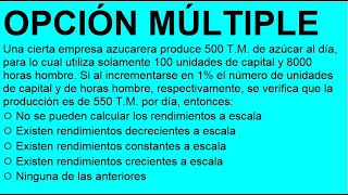 14  ECONOMÍA  Problema sobre rendimientos de escala para una empresa azucarera [upl. by Farlee285]