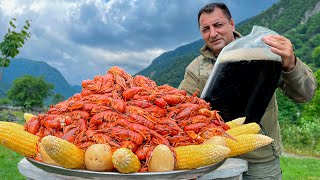 Best Boiled Crawfish Recipe by Chef Tavakkul Perfect Seafood Appetizer Cooked in the Wilderness [upl. by Cornell]