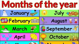 Months of the Year with Spellings Slow Version For Kids Preschool Learning  Learn Month Names [upl. by Kleper]