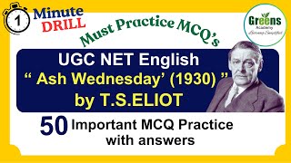 quotAsh Wednesday quot Poem by TSELIOT  UGCNET  SET English MCQ Practice quiz  UPSC English [upl. by Lorie325]