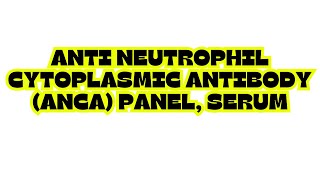 ANTI NEUTROPHIL CYTOPLASMIC ANTIBODY ANCA PANEL SERUM [upl. by Naillimixam]