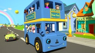 Blue Wheels On The Bus  Kindergarten Nursery Rhyme Color Song  Cartoon for Kids  Little Treehouse [upl. by Akeret]