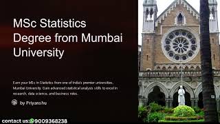 MSc Statistics from Mumbai University Overview Admission Fees Hostel Scholarship [upl. by Maleeny422]