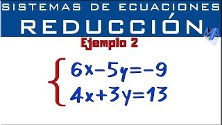 Sistemas de ecuaciones 2x2  Método de Reducción  Eliminación  Ejemplo 2 [upl. by Riancho]