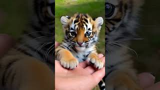 Mały tygrys na dłoni tiger cute animals [upl. by Erodoeht]