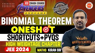 Binomial Theorem  One Shot  Shortcuts  PYQs  JEE 2024  JEE Math  Kiran Sir  Class 11 amp 12 [upl. by Ahswat894]