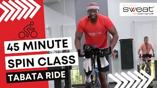 Free 45 Minute Spin Class  Burn up to 600 Calories with Tabata Drills amp Power Surges [upl. by Redlac279]