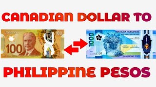 Canadian Dollar To Philippine Peso Exchange Rate Today  CAD To PHP  Dollar To Peso [upl. by Kissiah]