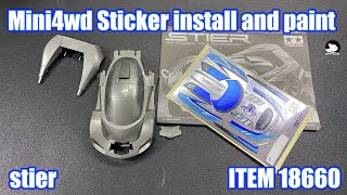 Mini4wd Sticker install and paint stier ITEM 18660 [upl. by Eirelam]