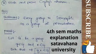 4th sem2 State and prove cayleys theorem Satavahana University 👍 [upl. by Naelopan]