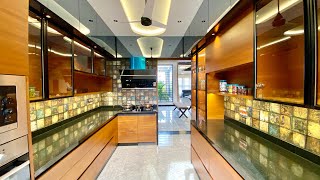 No1 Modular Kitchen Design👌👌  Glass Finish Kitchen Cabinets [upl. by Dorwin]