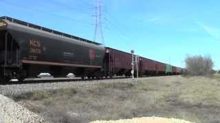 KCS 4689 leads westbound grain Rosenberg TX [upl. by Learrsi]