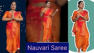 TRADITIONAL NAUVARI SAREE DRAPING  HOW TO WEAR NAUVARI SAREE WITH SAHAWARI SAREE  SAREE WALI NARI [upl. by Seaddon407]