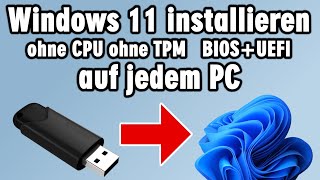 Windows 11 installieren auf jedem PC ohne CPU ohne TPM  Bios und UEFI  Rufus Tool  Deutsch [upl. by Assitruc919]