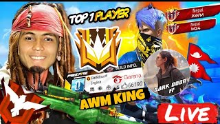 🔴Freefire Live Br Rank Push To Grandmaster🔥  Nepal AWM TOP 1 AWM KING  freefire live darkdoorff [upl. by Johan]