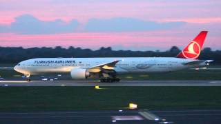 Turkish Airlines 777300ER TakeOff from Dusseldorf [upl. by Buyer142]