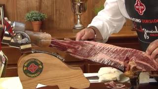 Cutting Iberian ham How to slice jamon [upl. by Garson495]