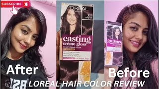 Loreal Paris Hair Color honest review amp Demo 316 BurgundyHair color कैसे लगाए hair trending [upl. by Ayidah]