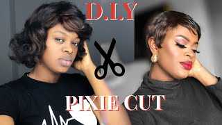 DIY HOW TO MAKE A SHORT PIXIE CUT WIGBEGINNER FRIENDLY PIXIE CUT HAIRSTYLE  TEMMIY S [upl. by Millhon941]