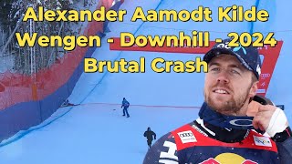 Alexander Aamodt Kilde  Wengen  Downhill  2024  Brutal Crash [upl. by Ursas]