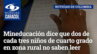 Mineducación dice que dos de cada tres niños de cuarto grado en zona rural no saben leer [upl. by Noam]