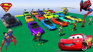 GTA V Mega Ramp On Monster truck Jets and Boats Superheroes Stunt Map Racing Challenge [upl. by Chris]