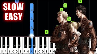 YouSeeBIGGIRLTT  Attack on Titan OST  SLOW EASY Piano Tutorial [upl. by Conney]