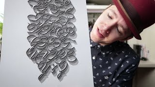 16 HOUR Hand Lined 3D Calligraphy Alphabet [upl. by Anayaran]