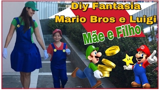 Diy Carnaval 2019 Fantasia Mario Bros e Luigi  Fantasia Mãe e Filho [upl. by Yenhpad]