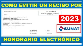 Como emitir un recibo por honorario electrónico 2023  Sunat [upl. by Chambers]