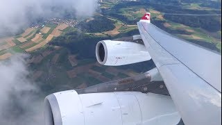 Swiss A340300  Beautiful Takeoff out of Zurich to Dusseldorf [upl. by Nosille]