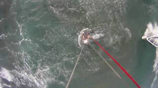 Kitesurfing in the waves hit by a windsurfer [upl. by Romaine]