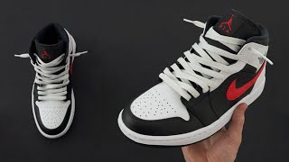 HOW TO LOOSELY LACE NIKE AIR JORDAN 1 MID  NIKE AIR JORDAN 1 MID Lace Style [upl. by Marget722]