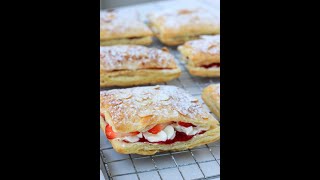 Strawberry Cream Puff Pastry  Aisha’s Cooking [upl. by Gothar414]