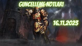 Knight Online güncELLEME Notları 16112023 [upl. by Nidnarb152]