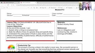 MODULE 13 THE EXTINGUISHMENT of OBLIGATION PART 4 — LOSS OF THE THING DUE [upl. by Marten147]