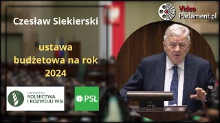 Minister Rolnictwa i Rozwoju Wsi Czesław Siekierski  ustawa budżetowa na rok 2024 [upl. by Ettenwahs]