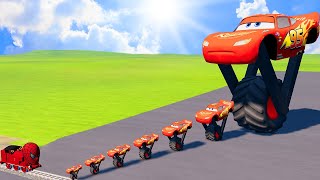 TRANSPORTING PIXAR CARS amp FRUITS WITH COLORED amp JOHN DEERE vs CLAAS vs TRACTORS  BeamNGdrive 962 [upl. by Poppas687]