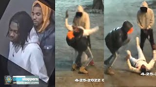 Violent bodyslam robbery caught on camera in NYC [upl. by Annalla]