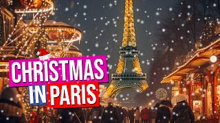 Christmas in PARIS France Christmas Market Snow and Cruise on the Seine at Night [upl. by Enyrb310]