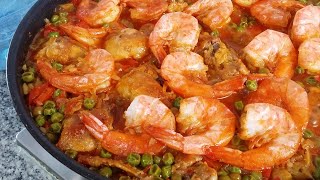 CHICKEN AND SHRIMP PAELLA PAELLA DE POLLO Y CAMARONES [upl. by Dronski42]