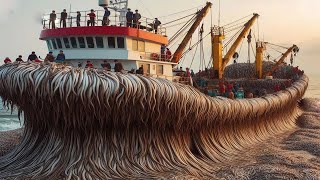 Unbelievable Fishermen Catch Hundreds of Tons of Fish and Shrimp with Big Trawling Nets [upl. by Anaibaf]