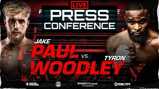 Jake Paul vs Tyron Woodley OFFICIAL PRESS CONFERENCE amp FACEOFF [upl. by Richie]