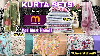 11 Pure Cotton Unstitched Dress Material From Meesho✨ Cotton Suits for Summers [upl. by Yrral]